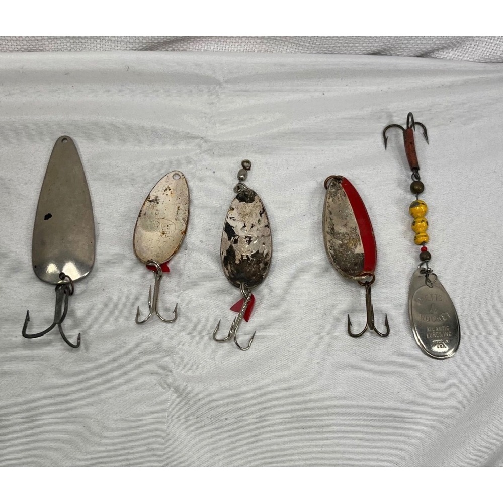 Vintage Fishing Lure Lot Metts 4 Rocket Atlantic Lures Luhr Jensen DFT Spoon